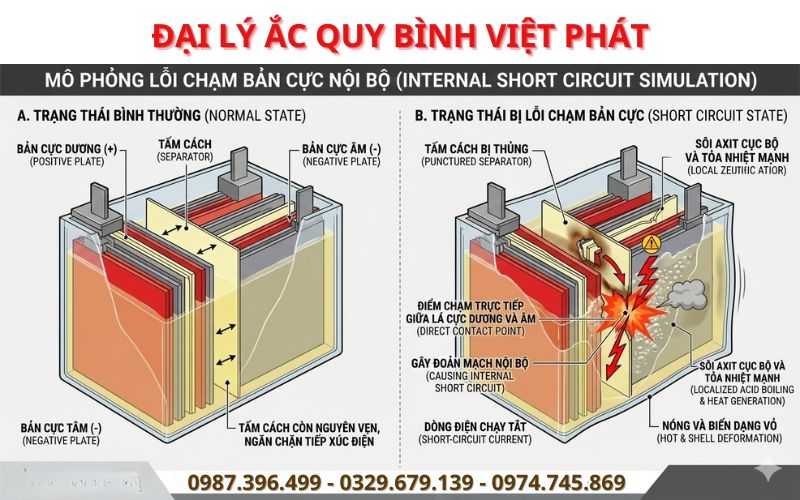 LỖI CHẠM BẢN CỰC TRÊN BÌNH ẮC QUY - NGUYÊN NHẬN VÀ CÁCH NHẬN BIẾT